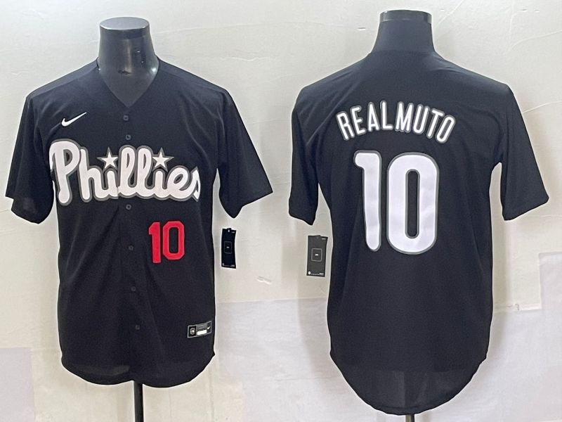 Men 2025 Philadelphia Phillies #10 Realmuto Black Fashion Nike MLB Jersey style 7094->philadelphia phillies->MLB Jersey